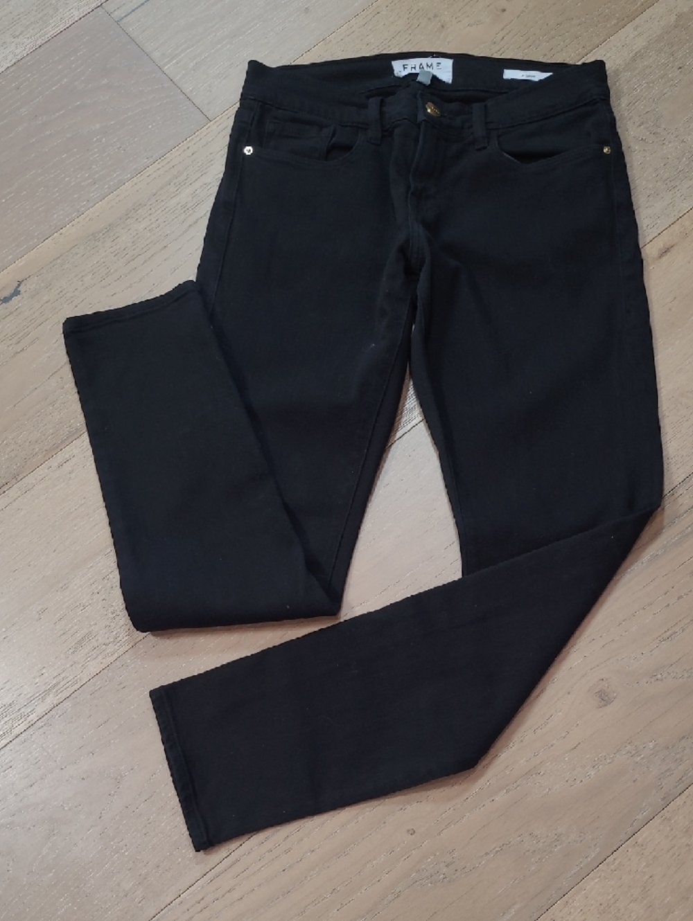 EUC Frame Jeans Women's sz 25 Le Garcon Black Mid Rise Skinny Ankle Denim